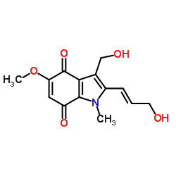 3-(Hydroxymethyl)-2-[(1E)-3-hydroxy-1-propen-1-yl]-5-methoxy-1-methyl-1H-indole-4,7-dione Structure