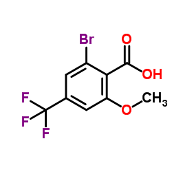 2-Bromo-6-methoxy-4-(trifluoromethyl)benzoic acid结构式