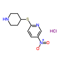 5-Nitro-2-(4-piperidinylsulfanyl)pyridine hydrochloride (1:1) Structure
