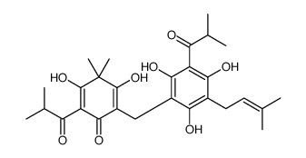 3,5-Dihydroxy-4,4-dimethyl-2-(1-oxoisobutyl)-6-[[5-(1-oxoisobutyl)-3-(3-methyl-2-butenyl)-2,4,6-trihydroxyphenyl]methyl]-2,5-cyclohexadiene-1-one Structure