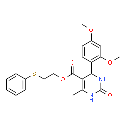 2-(phenylthio)ethyl 4-(2,4-dimethoxyphenyl)-6-methyl-2-oxo-1,2,3,4-tetrahydropyrimidine-5-carboxylate结构式