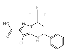 3-chloro-5-phenyl-7-(trifluoromethyl)-4,5,6,7-tetrahydropyrazolo[1,5-a]pyrimidine-2-carboxylic acid(SALTDATA: FREE) Structure