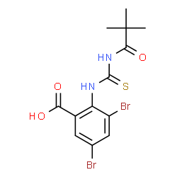 3,5-DIBROMO-2-[[[(2,2-DIMETHYL-1-OXOPROPYL)AMINO]THIOXOMETHYL]AMINO]-BENZOIC ACID structure