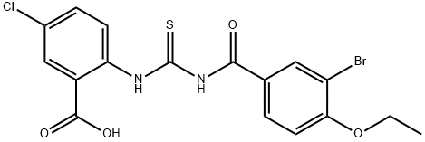 2-[[[(3-bromo-4-ethoxybenzoyl)amino]thioxomethyl]amino]-5-chloro-benzoic acid结构式