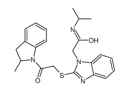 1H-Benzimidazole-1-acetamide,2-[[2-(2,3-dihydro-2-methyl-1H-indol-1-yl)-2-oxoethyl]thio]-N-(1-methylethyl)-(9CI)结构式