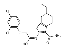 2-[[2-(2,4-dichlorophenoxy)acetyl]amino]-6-ethyl-4,5,6,7-tetrahydro-1-benzothiophene-3-carboxamide结构式