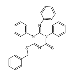 4-benzylsulfanyl-1,5-diphenyl-6-phenylimino-5,6-dihydro-1H-[1,3,5]triazine-2-thione结构式