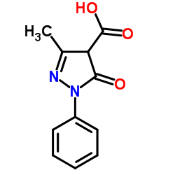 3-Methyl-5-oxo-1-phenyl-4,5-dihydro-1H-pyrazole-4-carboxylic acid结构式