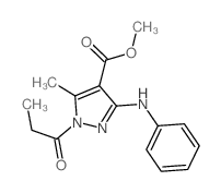 methyl 3-anilino-5-methyl-1-propanoyl-pyrazole-4-carboxylate结构式