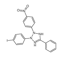 2-(4-iodophenyl)-3-(4-nitrophenyl)-5-phenyl-1H-tetrazol-1-ium结构式