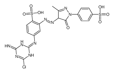 4-[(4-amino-6-chloro-1,3,5-triazin-2-yl)amino]-2-[[4,5-dihydro-3-methyl-5-oxo-1-(4-sulphophenyl)-1H-pyrazol-4-yl]azo]benzenesulphonic acid Structure