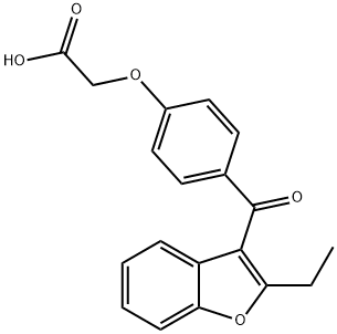 Acetic acid, 2-[4-[(2-ethyl-3-benzofuranyl)carbonyl]phenoxy]-结构式