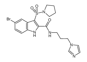 5-bromo-N-[3-(1H-imidazol-1-yl)propyl]-3-(pyrrolidin-1-ylsulfonyl)-1H-indole-2-carboxamide Structure