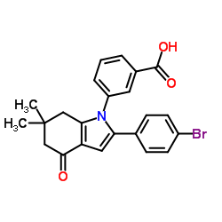 3-[2-(4-Bromophenyl)-6,6-dimethyl-4-oxo-4,5,6,7-tetrahydro-1H-indol-1-yl]benzoic acid结构式