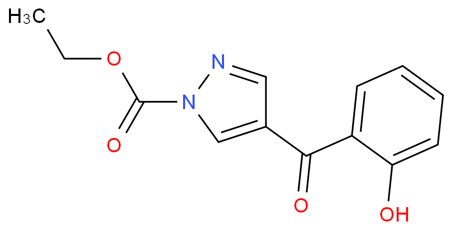 4-[(2-hydroxyphenyl)-oxomethyl]-1-pyrazolecarboxylic acid ethyl ester结构式