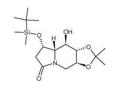 (3aS,8S,8aS,9R,9aS)-8-((tert-butyldimethylsilyl)oxy)-9-hydroxy-2,2-dimethylhexahydro-[1,3]dioxolo[4,5-f]indolizin-6(7H)-one结构式