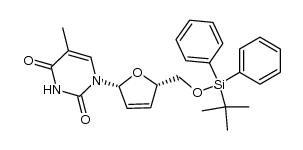 1-[5-O-(tert-butyldiphenylsilyl)-2,3-dideoxy-β-D-glycero-pento-2-enofuranosyl]thymine结构式