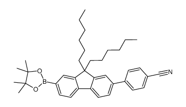 2-(4-cyanophenyl)-7-(4,4,5,5-tetramethyl-1,3,2-dioxaborol-2-yl)-9,9-dihexylfluorene结构式