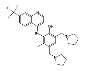 3-methyl-4,6-bis(pyrrolidin-1'-ylmethyl)-2-(7''-trifluoromethylquinolin-4''-ylamino)phenol结构式