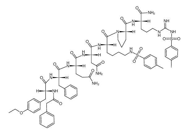 1-phenylacetyl-D-Tyr(Et)-Phe-Gln-Asn-Lys(Tos)-Pro-Arg(Tos)-NH2 Structure