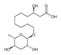 (R)-10-(((2R,3R,5R,6S)-3,5-dihydroxy-6-methyltetrahydro-2H-pyran-2-yl)oxy)-3-hydroxydecanoic acid结构式