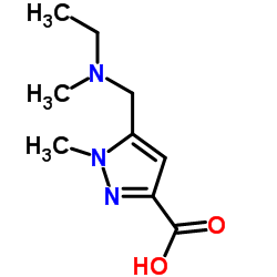 5-{[Ethyl(methyl)amino]methyl}-1-methyl-1H-pyrazole-3-carboxylic acid结构式