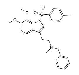 N-benzyl-2-(6,7-dimethoxy-1-tosyl-1H-indol-3-yl)-N-methylethan-1-amine结构式