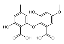 2-(2-carboxy-6-hydroxy-4-methoxyphenoxy)-6-hydroxy-4-methylbenzoic acid Structure