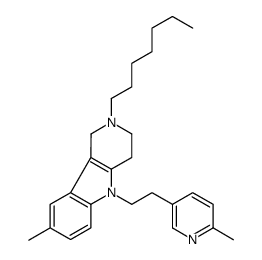 2,3,4,5-Tetrahydro-2-heptyl-8-methyl-5-[2-(6-methyl-3-pyridyl)ethyl]-1H-pyrido[4,3-b]indole structure