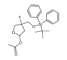 Acetic acid 4-(tert-butyl-diphenyl-silanyloxymethyl)-4-fluoro-tetrahydro-furan-2-yl ester结构式