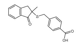 4-(((2-methyl-1-oxo-2,3-dihydro-1H-inden-2-yl)thio)methyl)benzoic acid结构式