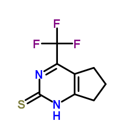 4-TRIFLUOROMETHYL-6,7DIHYDRO-5H-CYCLOPENTA-PYRIMIDINE-2-THIOL结构式