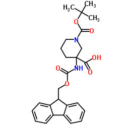1,3-Piperidinedicarboxylicacid,3-[[(9H-fluoren-9-ylmethoxy)carbonyl]amino]-,1-(1,1-dimethylethyl)ester(9CI) Structure