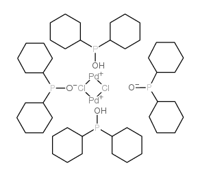 二氢二-Mu-氯四(二环己基亚膦酸)二-钯酸盐结构式
