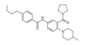 4-butyl-N-[4-(4-methylpiperidin-1-yl)-3-(pyrrolidine-1-carbonyl)phenyl]benzamide结构式