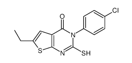 3-(4-chlorophenyl)-6-ethyl-2-sulfanylidene-1H-thieno[2,3-d]pyrimidin-4-one结构式