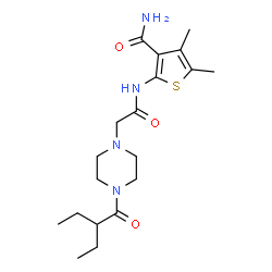 1-Piperazineacetamide,N-[3-(aminocarbonyl)-4,5-dimethyl-2-thienyl]-4-(2-ethyl-1-oxobutyl)-(9CI) Structure