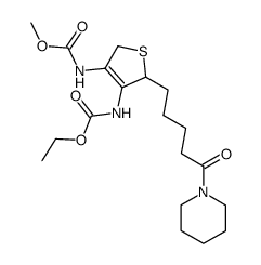 3-carbethoxyamino-4-carbomethoxyamino-2,5-dihydro-2-thiophenevaleric acid piperidide结构式