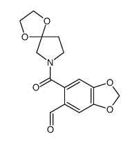 7-(6-formyl-benzo[1,3]dioxole-5-carbonyl)-1,4-dioxa-7-aza-spiro[4.4]nonane结构式