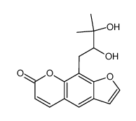 9-(2,3-dihydroxy-3-methyl-butyl)-furo[3,2-g]chromen-7-one结构式