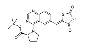 tert butyl 1-{6-[(2,4-dioxo-1,3-thiazolidin-5-ylidene)methyl]quinazolin-4-yl}-L-prolinate结构式