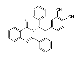 3-[N-[(3,4-dihydroxyphenyl)methyl]anilino]-2-phenylquinazolin-4-one结构式