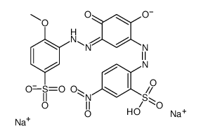 2',4'-Dihydroxy-5'-(2-methoxy-5-sodiooxysulfonylphenylazo)-4-nitroazobenzene-2-sulfonic acid sodium salt structure