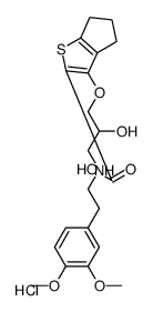 6-[3-[2-(3,4-dimethoxyphenyl)ethylamino]-2-hydroxy-propoxy]-8-thiabicy clo[3.3.0]octa-6,9-diene-7-carboxylic acid hydrochloride结构式