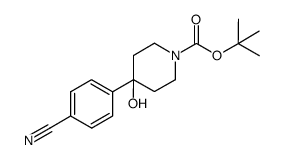 tert-butyl 4-(4-cyanophenyl)-4-hydroxypiperidine-1-carboxylate结构式