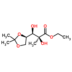 (2S,3R)-Ethyl 3-((R)-2,2-dimethyl-1,3-dioxolan-4-yl)-2,3-dihydroxy-2-methylpropanoate structure