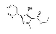 1H-PYRAZOLE-4-CARBOXYLIC ACID, 5-MERCAPTO-3-METHYL-1-(2-PYRIDINYL)-, ETHYL ESTER结构式