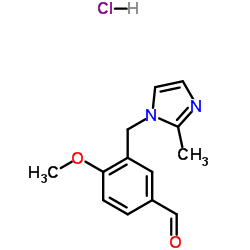 4-Methoxy-3-[(2-methyl-1H-imidazol-1-yl)methyl]benzaldehyde hydrochloride (1:1)结构式