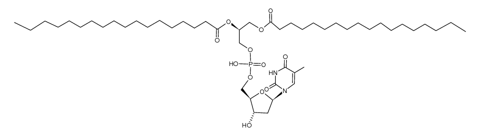 (2S)-3-((hydroxy(((2R,3S,5R)-3-hydroxy-5-(5-methyl-2,4-dioxo-3,4-dihydropyrimidin-1(2H)-yl)tetrahydrofuran-2-yl)methoxy)phosphoryl)oxy)propane-1,2-diyl distearate Structure