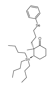 trans-2-methyl-2-(3-phenylselenopropyl)-3-tributylstannylcyclohexanone结构式